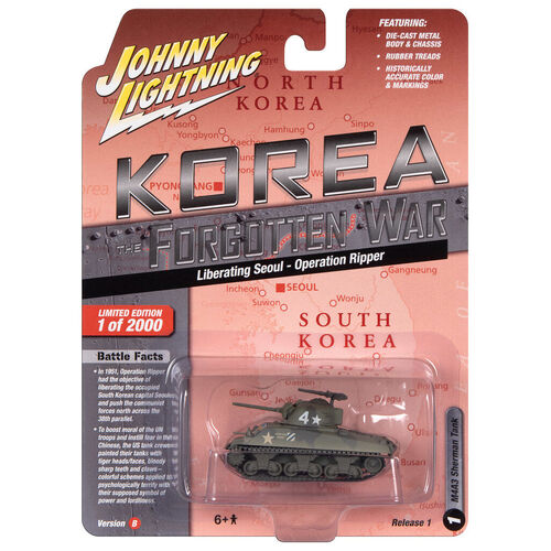 Johnny Lightning Korea Forgotten War Military Diecast - M4AS Sherman Tank JLML009