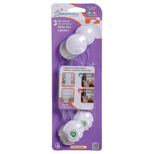 Dreambaby Ezy-Check Multi-Use Latch 3 pack White F727