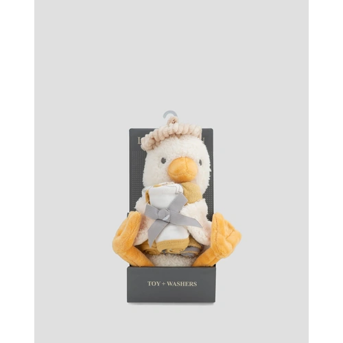 The Little Linen Company Plush Toy & Washers - Fuzzy Duck