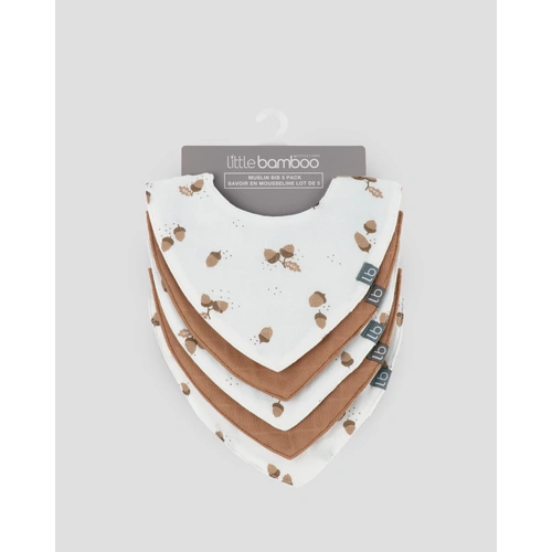 Little Bamboo Muslin Bibs 5pk - Iced Coffee