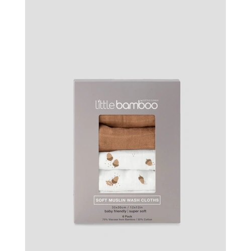 Little Bamboo Soft Muslin Wash Cloths 6pk - Iced Coffee