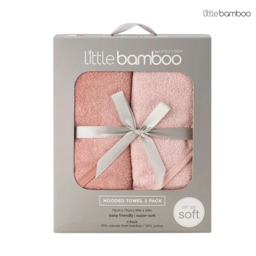 Little Bamboo Hooded Towel 2pk - Dusty Rose