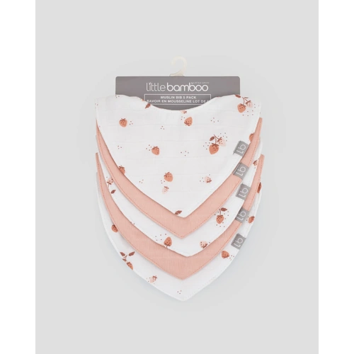 Little Bamboo Muslin Bibs 5pk - Dusty Rose