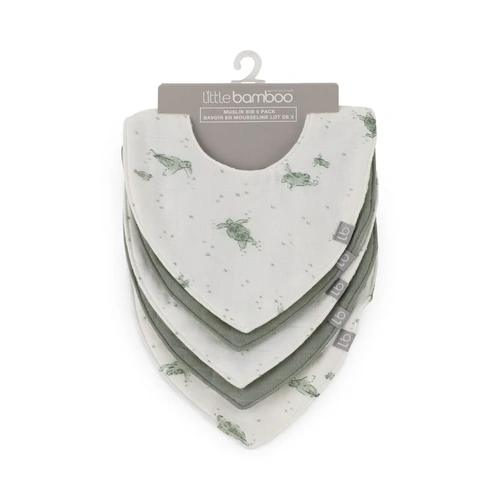 Little Bamboo Muslin Bibs 5pk - Turtle Bay
