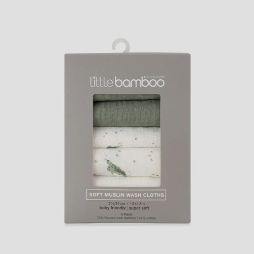 Little Bamboo Soft Muslin Wash Cloths 6pk - Turtle Bay