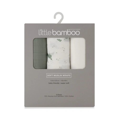 Little Bamboo Muslin Wraps 3pk - Turtle Bay