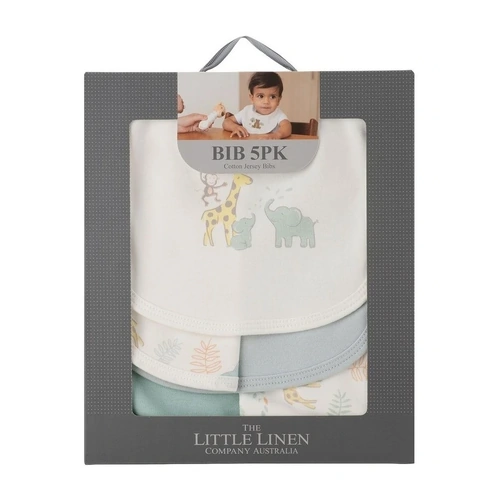 The Little Linen Company Bibs 5pk - Savanna Giraffe