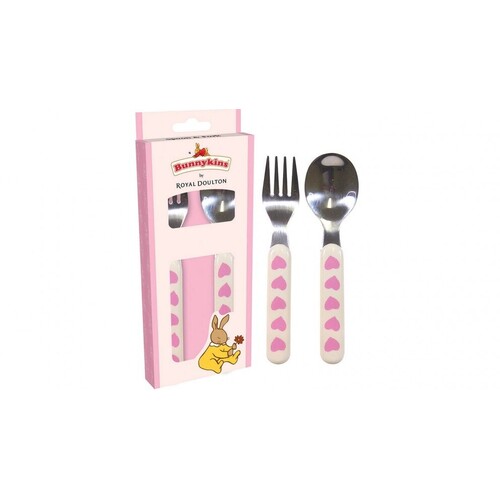 Bunnykins Spoon and Fork - Pink Sweethearts B08C
