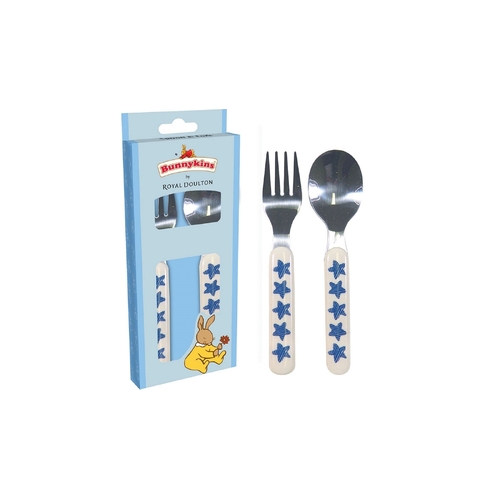 Bunnykins Spoon and Fork - Blue Shining Stars B08D