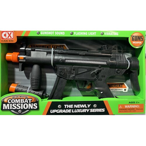 Combat Missions Machine Pistol With Silencer Pretend Play Gun 752L