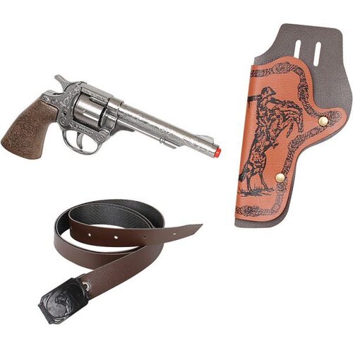 Gonher Wild West Diecast Cowboy Revolver with Belt and Holster 8 Shot Cap Gun Toy 201/0 26Q