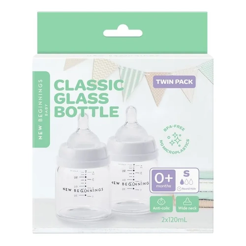 New Beginnings Glass Bottle 2 x120ml NIGB1202