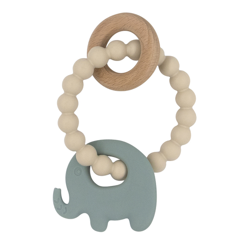 Living Textiles Playground Silicone Elephant Teether Colour: Sage