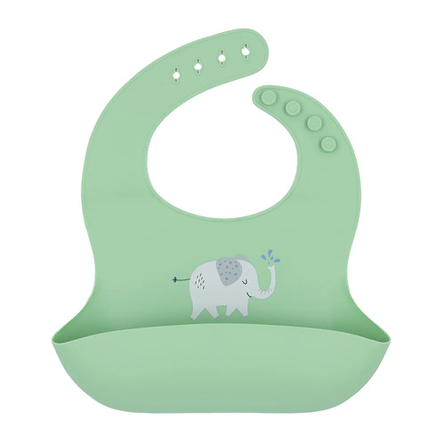 Living Textiles Playground Silicone Catch-All Bib - Elephant/Sage