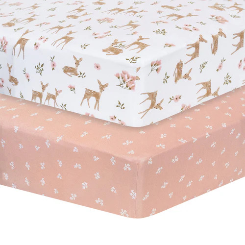 Living Textiles Cotton Jersey Cot Fitted Sheet 2 Pack - Sophia Garden