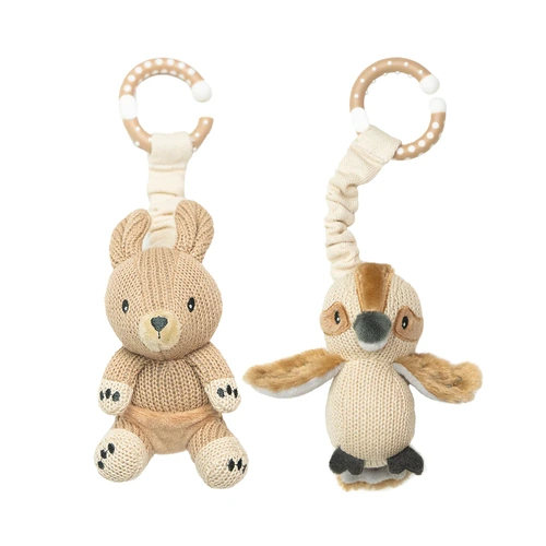 Living Textiles 2pk Stroller Toys - Kangaroo & Kookaburra