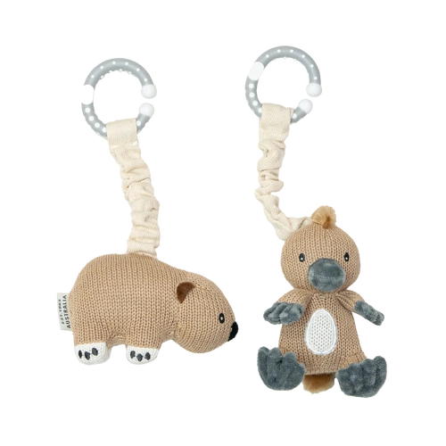 Living Textiles 2pk Stroller Toys - Platypus & Wombat 