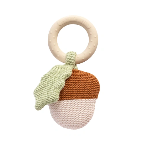 Living Textiles Acorn Teething Ring Rattle - Whimsical Wonderland 4234541