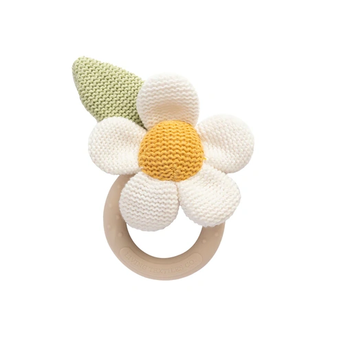 Living Textiles Daisy Teething Ring Rattle - Whimsical Wonderland 4234542