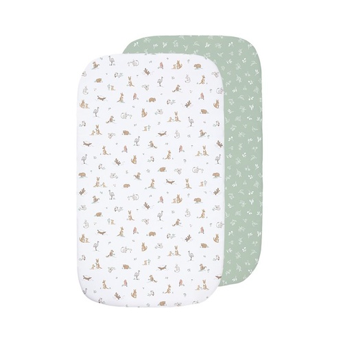 Living Textiles 2pk Bedside Bassinet/Cradle/Co-Sleeper Fitted Sheets - Australiana 9109583