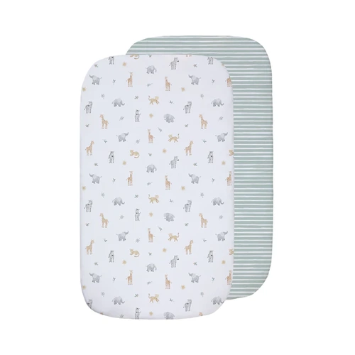 Living Textiles 2pk Bedside Bassinet/Cradle/Co-Sleeper Fitted Sheets - Roam & Roar 9109629