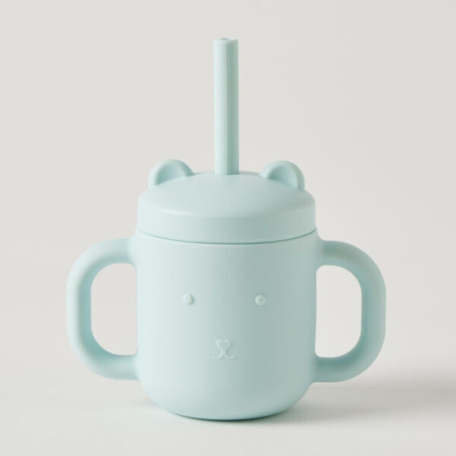 Jiggle & Giggle Riley Silicone Sippy Cup with Straw Blue WSKD021