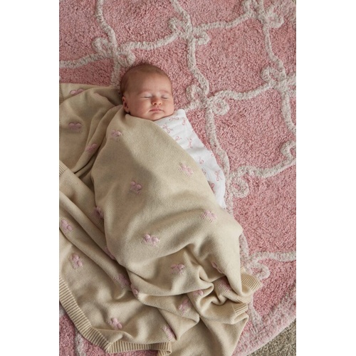 Jiggle & Giggle Bow Knitted Baby Blanket UNBL022