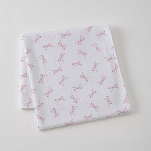 Jiggle & Giggle Pink Bow Muslin Wrap NVBL175