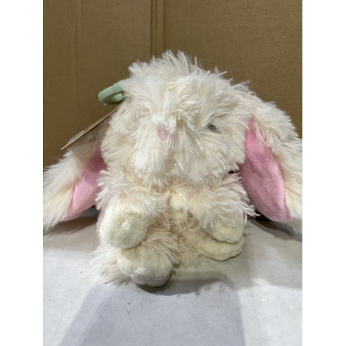 Resoftables 100% Recycled Cream Mini Bunny Plush with Clip 79623