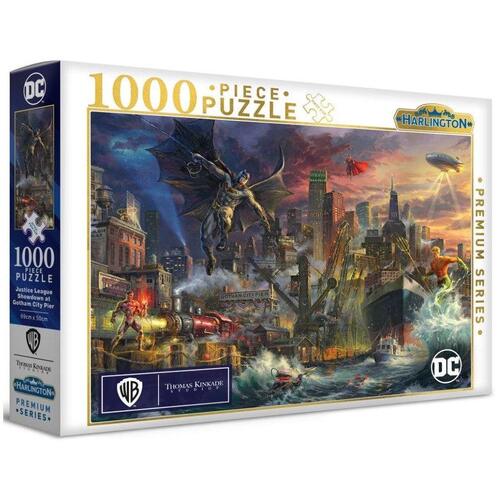 Harlington Thomas Kinkade Studios Justice League Showdown at Gotham City Pier 1000pc Puzzle