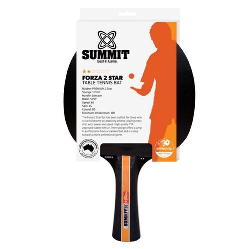 Summit Table Tennis Bat Assorted [Model: Forza 2 Star] SUMFOR2**