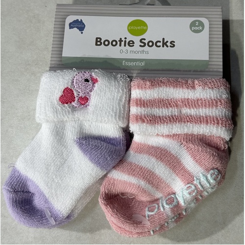 Playette Fashion Socks Pink 0-3 Months 2pk 1313076