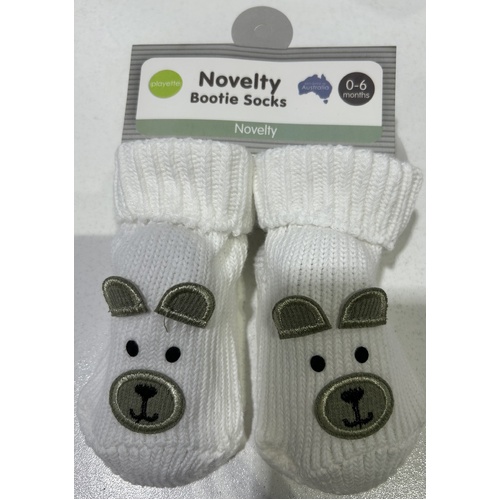 Playette Novelty Bootie Socks Cream Bear 1302591