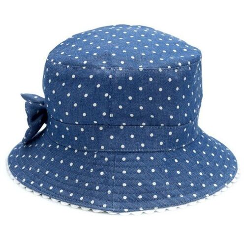 BANZ Baby Feel Sun Hat 51cm - Chambray Blue with Dots