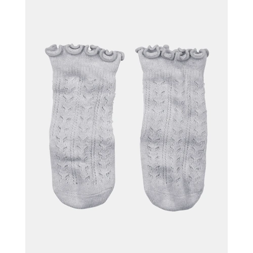 Toshi Organic Socks Knee Frilly Lace Size: 3-6 Months (00) Colour: Fog