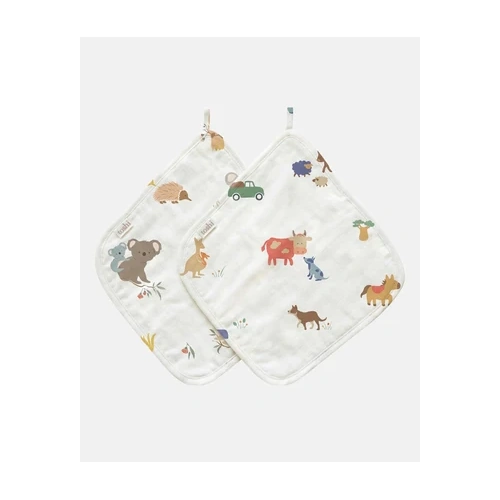 Toshi Muslin Washcloths Arcadia 2pc [Colour: Station Hands/Gumnut Babies]
