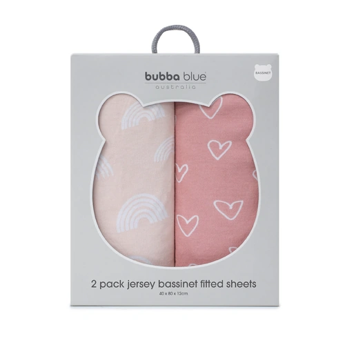 Bubba Blue Nordic 2pk Bassinet Fitted Sheets Dusty Berry/Rose