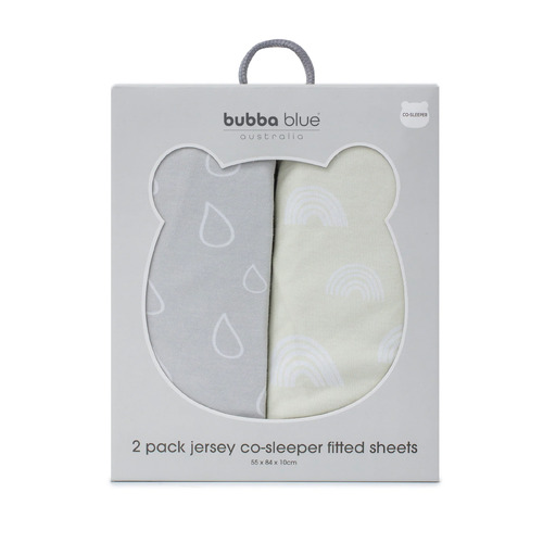 Bubba Blue Nordic 2pk Jersey Co-sleeper Fitted Sheets Grey/Sand 08145