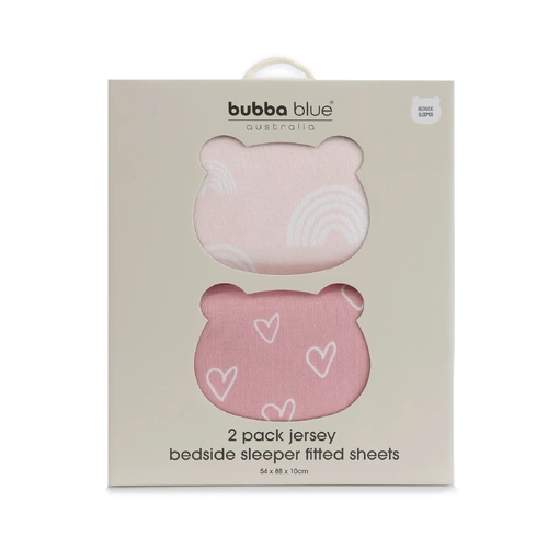 Bubba Blue Nordic 2pk Jersey Co-sleeper/Bedside Sleeper Fitted Sheets Dusty Berry/Rose
