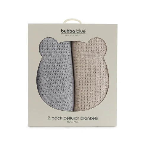 Bubba Blue Nordic 2pk Cellular Blankets Grey/Sand 08206