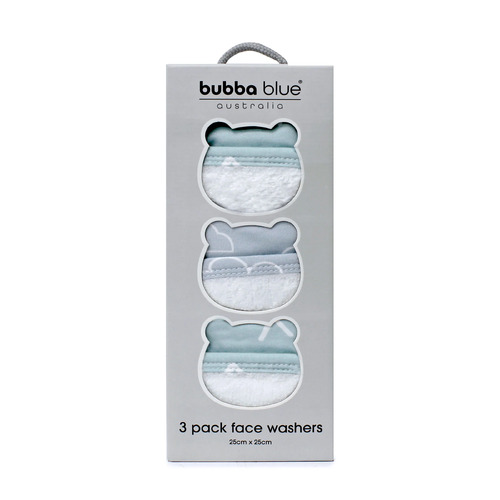 Bubba Blue Nordic 3pk Wash Cloth Dusty Sky/Mint 11138