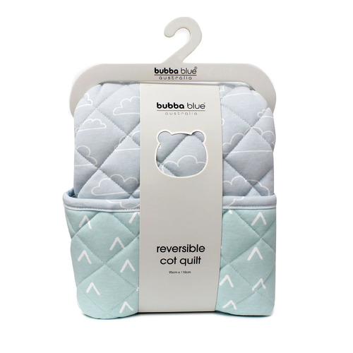 Bubba Blue Nordic Reversible Cot Quilt/Playmat Dusty Sky/Mint 11459
