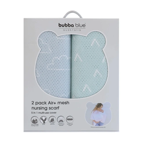 Bubba Blue Nordic 2pk Air+ Mesh Nursing Scarf Sky/Mint 115518