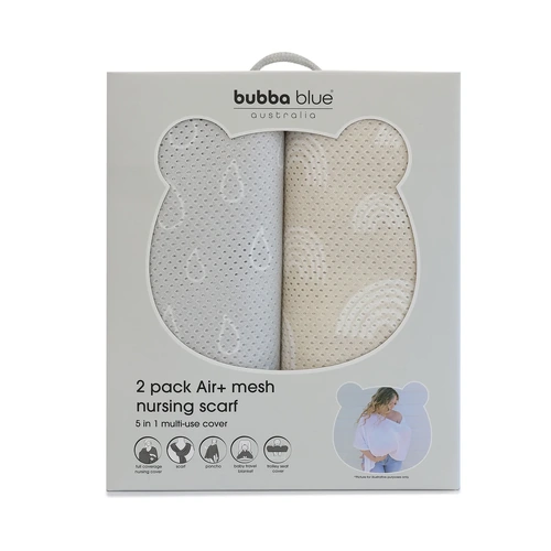 Bubba Blue Nordic 2pk Air+ Mesh Nursing Scarf Grey/Sand 15525