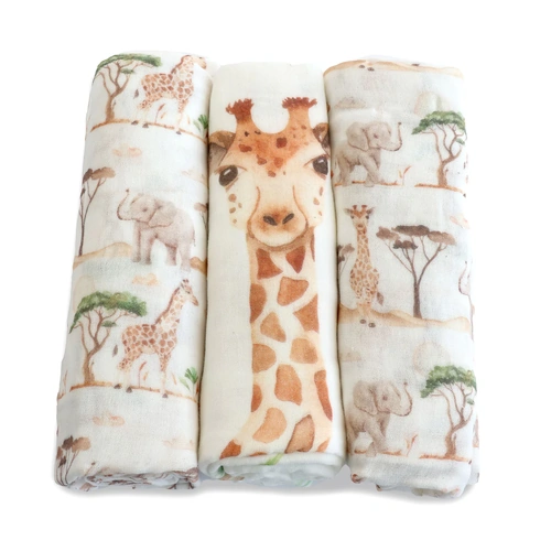 Bubba Blue Organic Cotton 3pk Muslin Wraps Adventure 16874