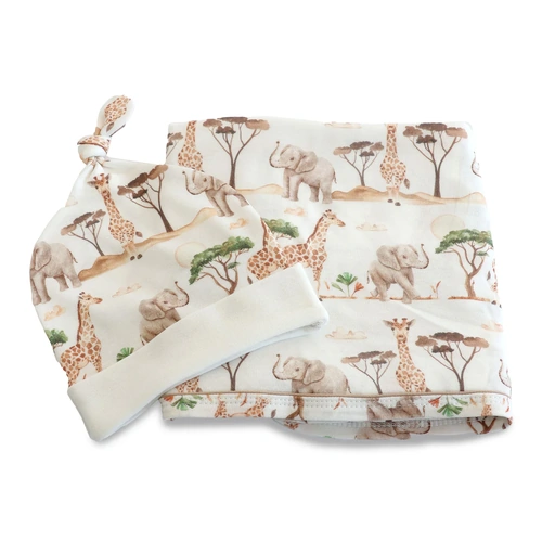 Bubba Blue Bamboo Jersey Swaddle & Beanie Set - Adventure 16881