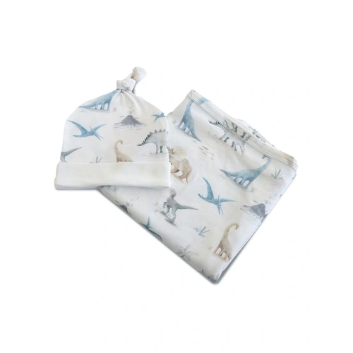Bubba Blue Bamboo Jersey Swaddle & Beanie Set - Jurassic 17024