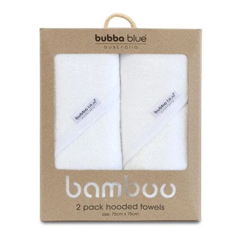Bubba Blue Bamboo 2pk Hooded Towels White 17093