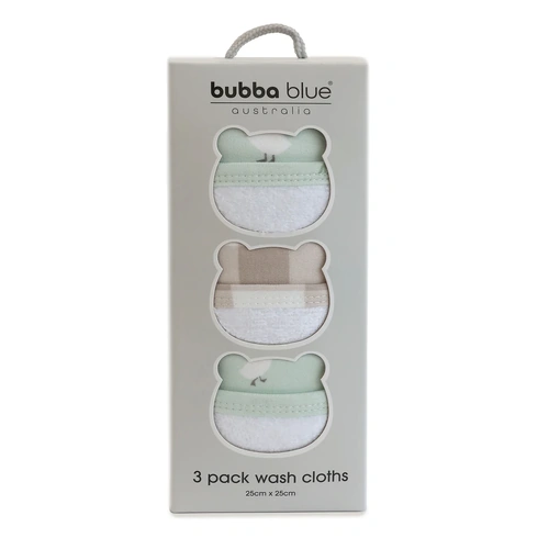 Bubba Blue Provincial 3pk Wash Cloth Olive/Taupe 13707