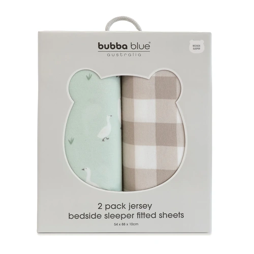 Bubba Blue Provincial 2pk Jersey Co-sleeper Fitted Sheets Olive/Taupe 17369
